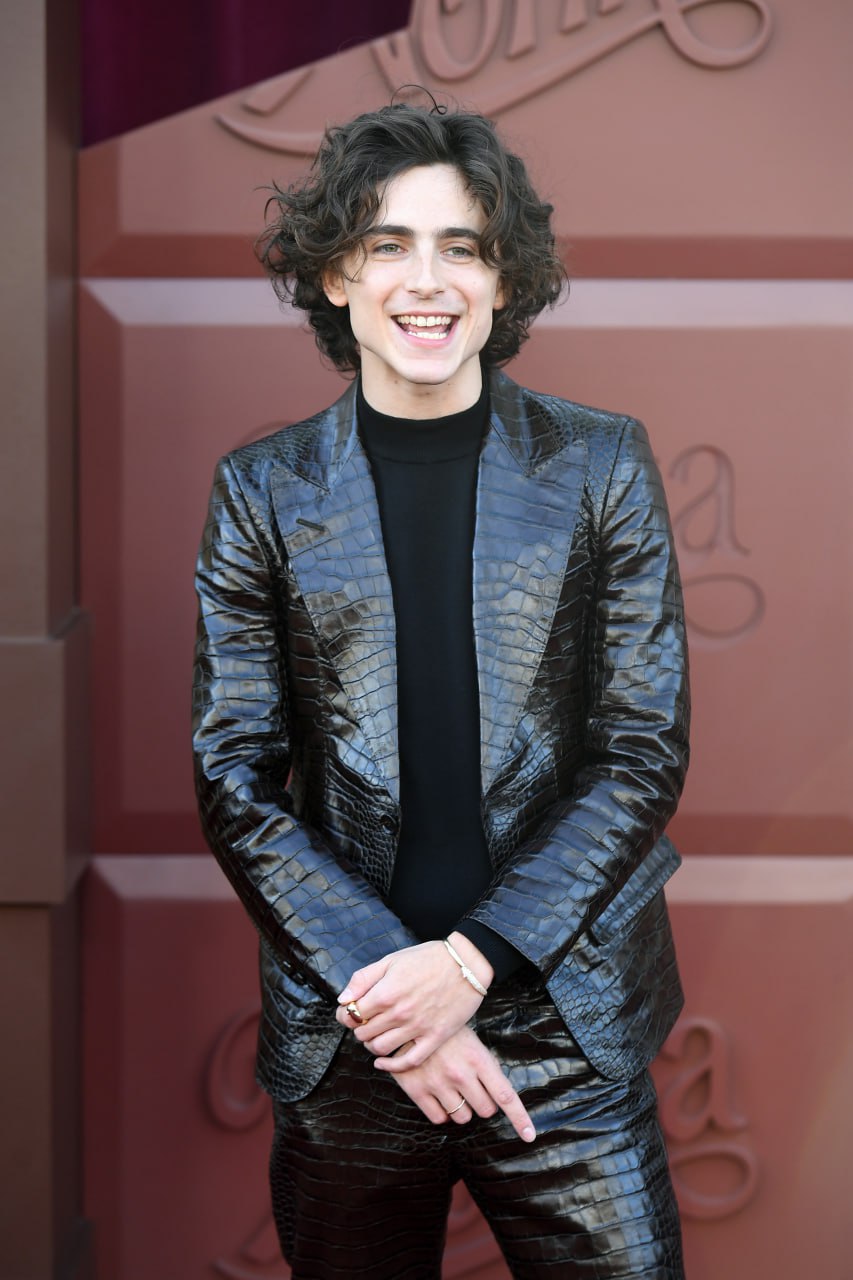 Тимоти Шаламе на презентации фильма "Вонка" в Лос-Анджелесе показал, как носить кожаный костюм (фото)